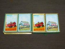 VINTAGE 2 DECKS CONGRESS CELL-U-TONE OLD BARNS BRIDGE PLAYING CARDS picture