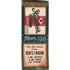 Ben's Tavern Thorp WI Vintage Matchbook Cover SC7-Y5 picture