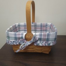 Vintage 1998 Longaberger Generation Basket Combo w/ Plaid Liner & Protector MSR picture