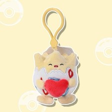 Authentic Pokémon Togepi Plush Keychain Soft Toy Mascot Heart Charm Us Sller picture