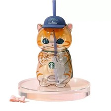 HOT Starbucks Singapore x Mofusand 2026 Collection Cat Shaped Glass Cup 20oz picture