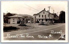 K11/ Russell Pennsylvania RPPC Postcard c1930s Russell Tea Room Gas Station 271 picture