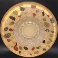 Vintage Lucite Embedded Stone Mid Century Modern Hand Crafted Acrylic Pebble Ash picture