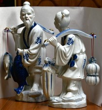 VINTAGE CHINESE PORCELAIN FISHERMAN COUPLE 15
