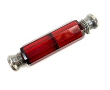 Continental Cranberry Red Glass and Silver Dual Compartment Vanity Bottle c1900 picture