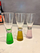 3 VINTAGE ROYAL CARIBBEAN BARWARE SHOT GLASSES CORDIAL COLORFUL FROSTED 5