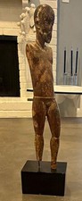 Hand Painted Antique Wooden Santos Figurine on Stand As Found Please Read picture