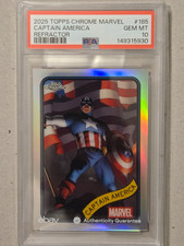 2025 TOPPS CHROME MARVEL REFRACTOR #185 CAPTAIN AMERICA PSA 10 GEM MINT RARE SSP picture
