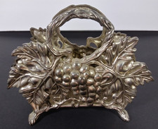 1994 Vintage Footed Napkin/Letter Holder Godinger Silver Co. Plated Grape/Leaves picture