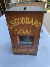 Antique Rare G.S. Goddard Coal Company Wood Ticket Box With Key picture