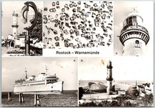 Rostock Warnemünde Views Including Lighthouse Ferry Beach Stamp RPPC Postcard picture