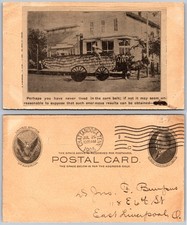 Exaggerated Horse Cart Hauling Giant Ear Of Corn Postcard picture