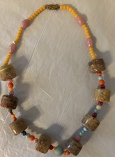2 Vtg Czech Glass Mardi Gras Beads Chunky Green Necklaces & 1 Bonus picture