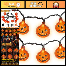 8.5Ft Halloween Lights, Pumpkin LED String Lights with 10 PCS Jack O Lantern Pum picture