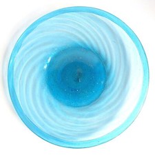 Vintage Hand Blown Glass Artisan Serving Plate 💙 Blue 12.25