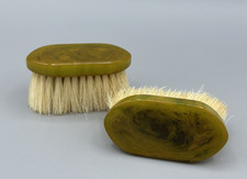 1930s Art Deco BAKELITE Clothes Brush Pair Marbled Pocket Vintage Vanity picture