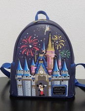 Disney Parks Loungefly Backpack Cinderella Castle with Mickey Mouse Fireworks picture