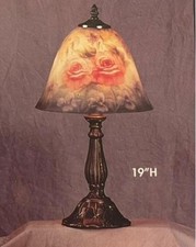 Beautiful Hand Painted Glass  Desktop  Lamp  - Antique Look - Spring Rose Design picture