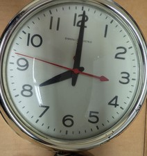 Vintage General Electric Chrome School Wall Clock Red Second Hand For Parts picture