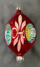 Large Vintage Triple Indent Fancy Blown Glass Christmas Ornament picture