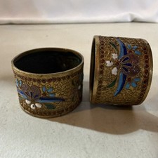 Two Vintage Chinese Cloisonne Enamel Napkin Rings NICE picture