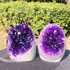 3.91LB 2PCS Natural Amethyst Uruguay Hole Crystal Cluster Gem Mineral Specimen picture