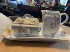 Antique CFH/GDM Limoges Porcelain Set. Gilded Acccents& Purple Flowers picture