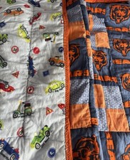 Baby Blanket NFL Chicago Bears Cars Trucks Crib Quilt Handmade 28 x 38” picture
