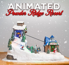 FG Square Powder Ridge Ski Resort LED Lights Christmas Village Decor 14x8x11