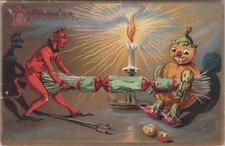 Antique Halloween Postcard – Devil, Jack O’ Lantern Tug of War, Tuck’s Saxony Em picture