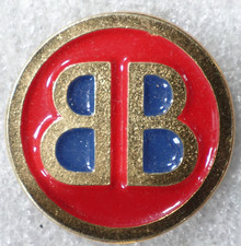 Vintage Double B Lapel Pin Red Blue Gold Emblem Badge Collector Design picture