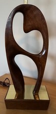 Vintage Biomorphic Molecule Lamp Modeline Wood Brass Mid Century 50s MCM Modern picture