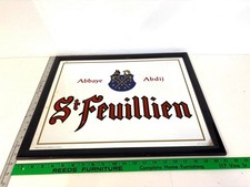 VERY RARE Vintage St Feuillien Belgian Abbey Beer Mirror Sign Bar Decor 21x17 picture