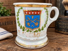 Antique Porcelain Modern Woodmen of America Shaving Mug Barber Supply Aug Kern picture