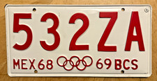 1968 1969 BAJA CALIFORNIA SUR OLYMPIC RINGS MEX MEXICO AUTO LICENSE PLATE 532 ZA picture