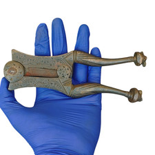 1800's Antique Vintage Brass & Iron Unique Engraved Work Betel Nut Cutter picture