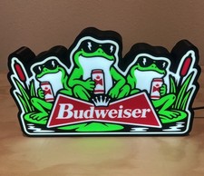 Budweiser Frogs Retro LED LightBox Display – 90s Beer Commercial Sign picture