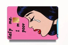 Help Me, I'm Poor Pink Cartoon Funny Credit Debit Card Cover Sticker Skin  picture