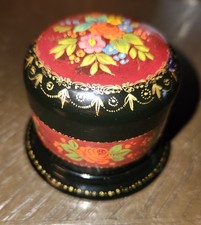 Vintage Russian Round Lacquer Trinket Box, 2