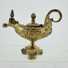 Antique Ornate Cast Metal Oil Cigar Lighter Aladdin Lamp picture