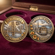 San Francisco City By The Bay Golden Gate Bridge Souvenir Coin Travel Gift picture