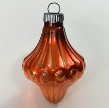 Vintage Shiny Brite Bumpy Lantern Orange Mercury Glass Christmas Ornament 3” picture