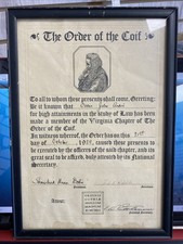 1929 The Order of the Coif Certificate High Attainment in Study of Law -Virginia picture
