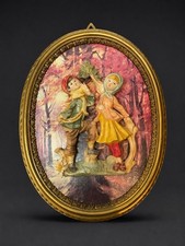 Vintage Empire Italy #829 3D Children Oval Wall Plaque 16x13 picture