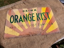 Vintage 1950s Orange Kist Soda Pop Cooler Steel Tin Sign 20x13- Rougher TLC picture