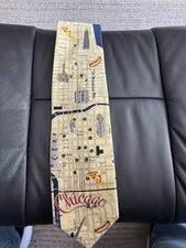 Vintage Chicago Streets Landmark Silk Men’s Tie Museum Artifacts picture