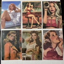 12 Vintage Postcards Retro Pin-up Girls Postcard-Style Art Print Wall Decoration picture