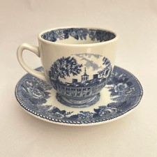 Jonroth Staffordshire Mount Vernon Virginia Blue & White Transferware Cup Saucer picture