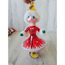 Radko Snow girl indent Mrs Claus Italian ornament glitter reflector Xmas vintage picture