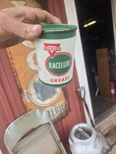 Vintage 1950s 1 Lb CONOCO RACE LUBE Grease Motor Oil Tin Can W/ Content picture